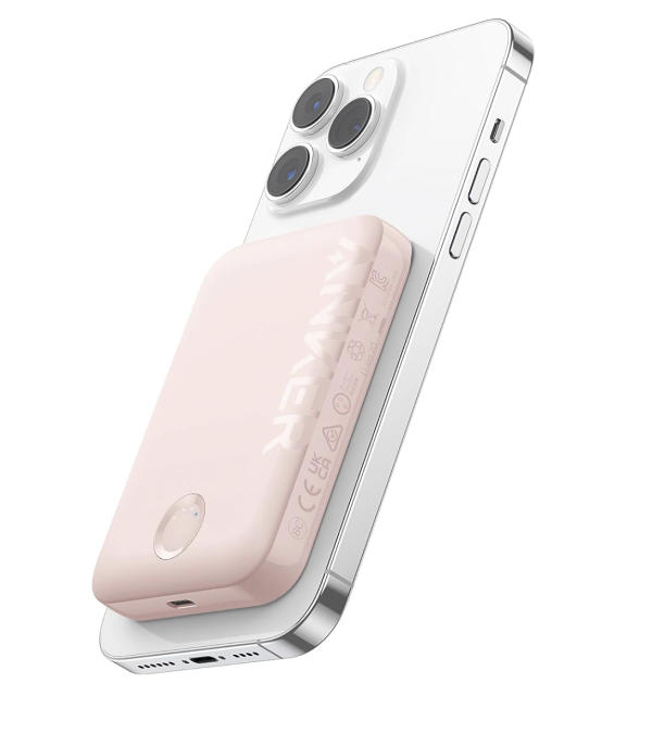 Anker 321 Magnetic Magsafe Powerbank, 5000 mAh iPhone 15/15 Pro/15 Pro Max iPhone 14/ 13/12 Series Pink (A1310)
