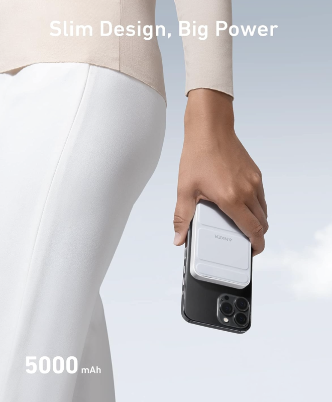 Anker 622 Magnetic Magsafe Powerbank 5000 mAh iPhone 15/15 Pro/15 Pro Max iPhone 14/ 13/12 Series Dolomite White (A1611)