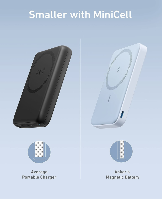 Anker 622 Magnetic Magsafe Powerbank 5000 mAh iPhone 15/15 Pro/15 Pro Max iPhone 14/13/12 Series Misty Blue (A1611)