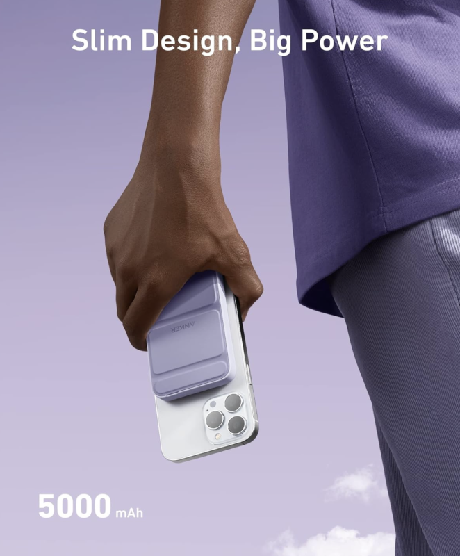 Anker 622 Magnetic Magsafe Powerbank 5000 mAh iPhone 15/15 Pro/15 Pro Max iPhone 14/13/12 Series Lilac Purple (A1611)