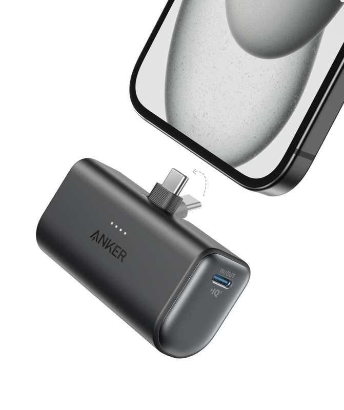 Anker Nano із вбудованим складаним роз’ємом USB C 22.5W 5000 mAh для iPhone 15/15 Pro/15 Pro Max (A12310) Black Stone