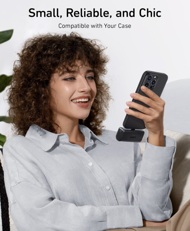 Anker Nano із вбудованим складаним роз’ємом USB C 22.5W 5000 mAh для iPhone 15/15 Pro/15 Pro Max (A12310) Black Stone