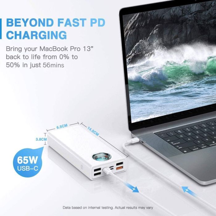 Baseus 65W 30000 mAh Amblight Digital Display Quick Charge, White