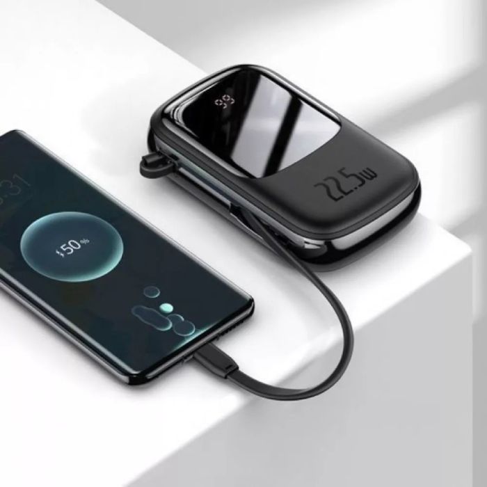 Baseus 20 000 mAh павер бенк для телефону з вбудованим кабелем зі швидкою зарядкою, 22,5W