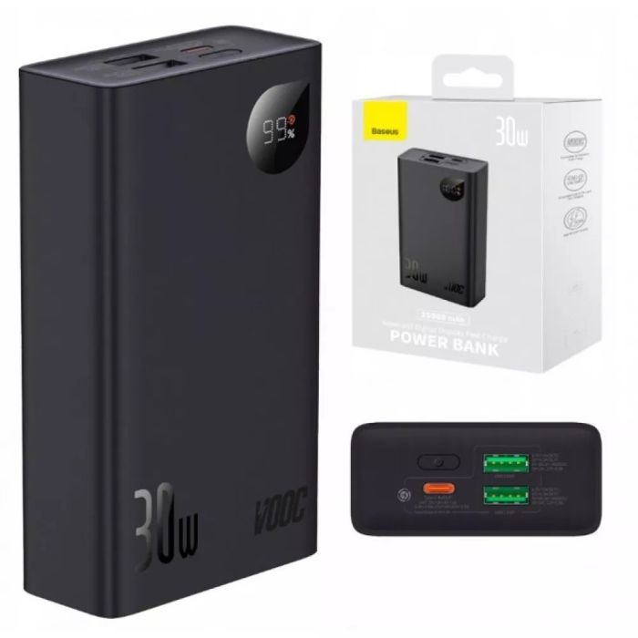Baseus 10000 mAh павер бенк для телефону зі швидкою зарядкою, 30W, Чорний
