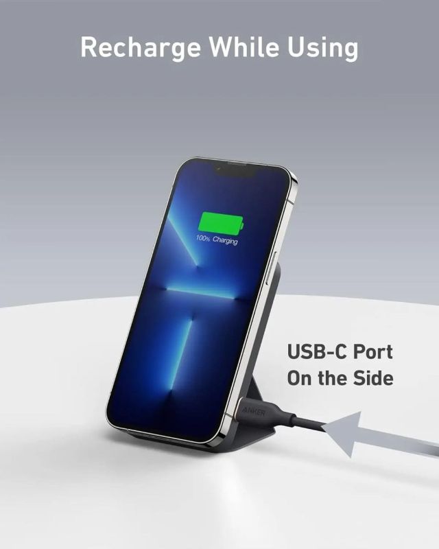 Anker 622 5000 mAh 12W та підставкою Бездротовий Magsafe для iPhone Чорний