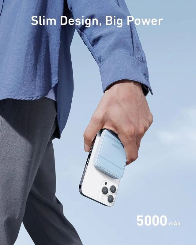 Anker 622 5000 mAh 12W та підставкою Бездротовий Magsafe для iPhone Блакитний