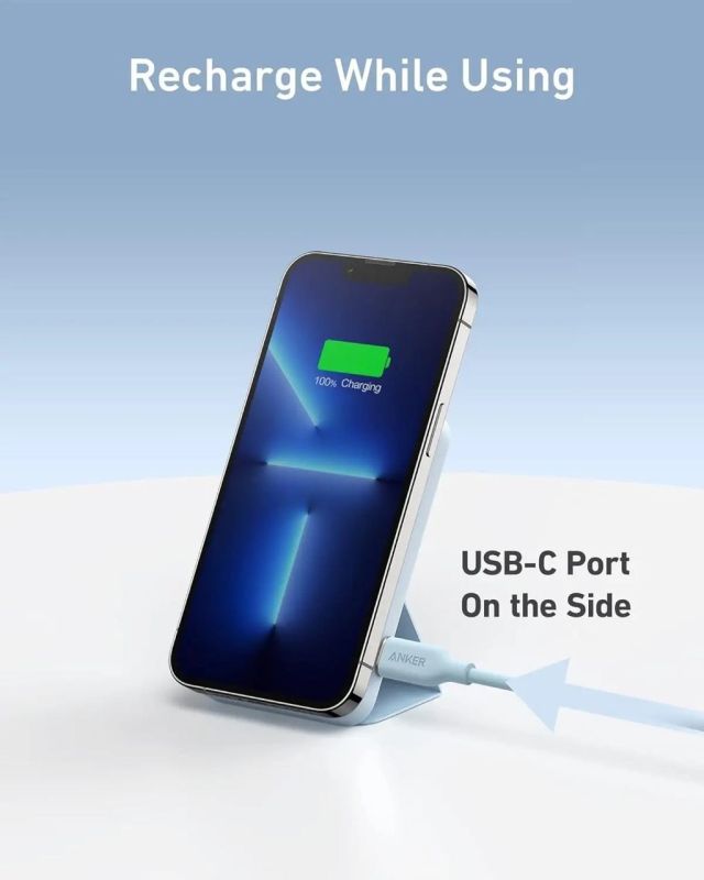 Anker 622 5000 mAh 12W та підставкою Бездротовий Magsafe для iPhone Блакитний