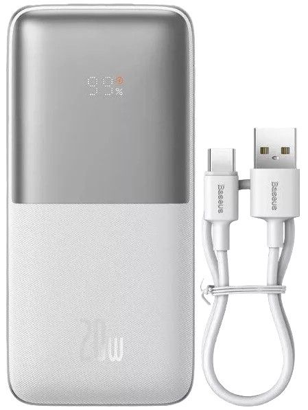 Power bank Baseus Bipow Digital Display 10000mAh 20W 3A з технологією QC3.0+PD3.0 білий (33-4-PPBD040102 White)