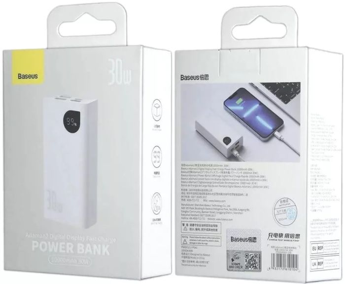 Baseus 10000 mAh 30W Digital Display білий (33-4-PPAD040 PPAD040002 White)