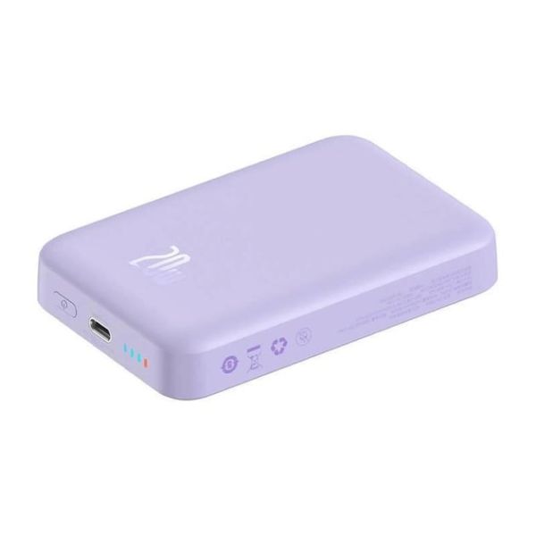 Qi 15W Baseus Magnetic Mini Wireless Fast Charge 2in1 10000 mAh 20W 2.4A QC3.0+PD3.0 (PPCX110105) Пурпуровий