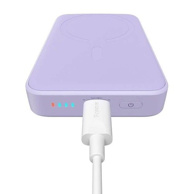 Qi 15W Baseus Magnetic Mini Wireless Fast Charge 2in1 10000 mAh 20W 2.4A QC3.0+PD3.0 (PPCX110105) Пурпуровий
