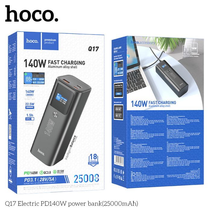 Hoco Q17 Electric PD140W 25000 mAh Black
