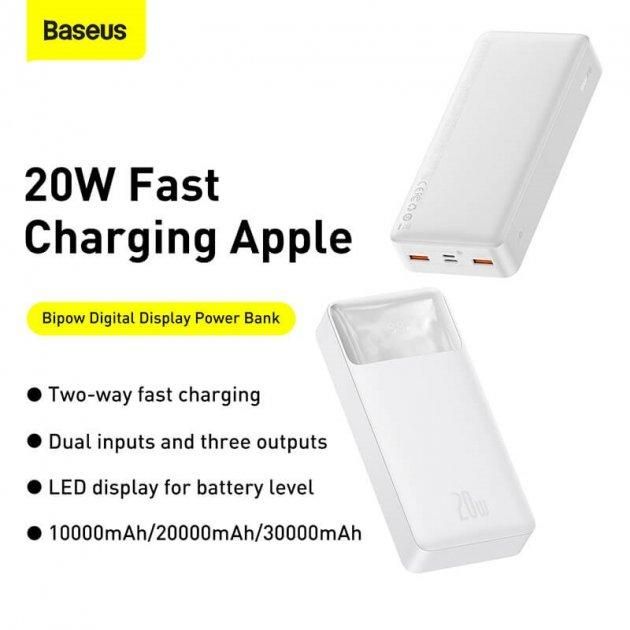 Зовнішній акумулятор Baseus Bipow Digital Display 20000mAh 20W PPDML-M02