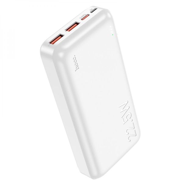 Повербанк Hoco J101A Astute + кабель micro-usb (20000 mAh, QC 3.0, PD 22,5 Вт, x2 USB Type-A, USB Type-C, micro USB, 3A, зі швидкою зарядкою) - Білий