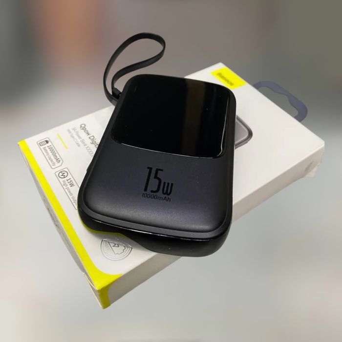 Baseus 10000 mAh 15WQpow, з кабелем Type-C, USB-A + USB-C + Lightning, QC, PD