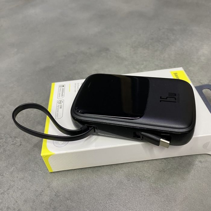 Baseus 10000 mAh 15WQpow, з кабелем Type-C, USB-A + USB-C + Lightning, QC, PD