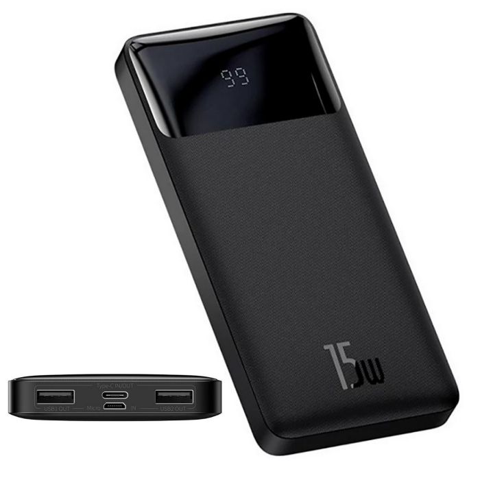 Baseus Bipow Digital Display 10000 mAh 15 W 3 A 2*USB 1*Type-C Black (PPDML-I01)