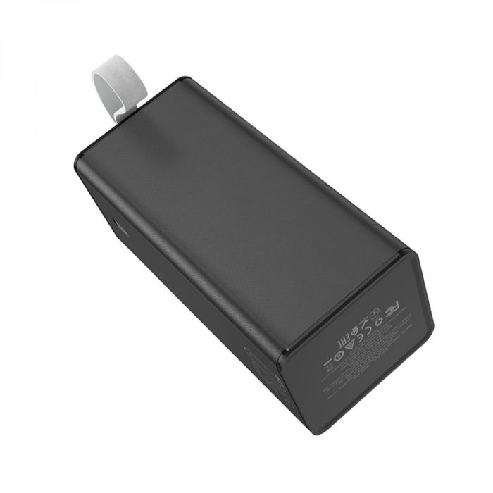 Hoco J86A Powermaster (50000 mAh, 22.5 Вт, QC 3.0, PD, x2 USB-Type-A, USB-Type-C, micro USB, 3A, LED - ліхтар) - Чорний
