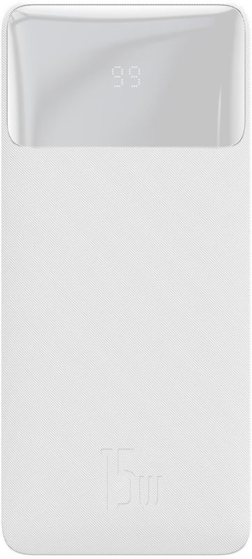 Зовнішній акумулятор (павербанк) Baseus Bipow Digital Display Powerbank 15 W 20000 mAh White (PPDML-J02)
