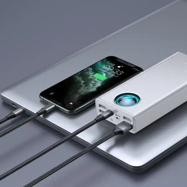 Baseus Amblight 30000 mAh 65w для macbook та смартфонів (WHITE)