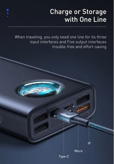 Baseus Amblight 30000 mAh 65w для macbook та смартфонів (BLACK)