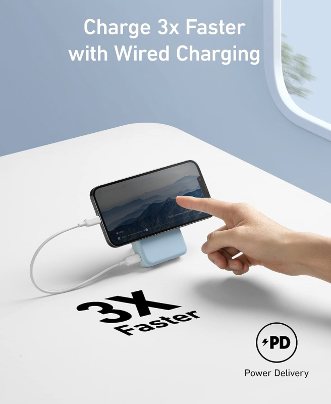 Anker 633 Magnetic Magsafe Powerbank, 10 000 mAh, 20W USB-C Power Delivery iPhone 15/15 Pro/15 Pro Max, iPhone 14/ 13/12 Series - Blue (A1642)