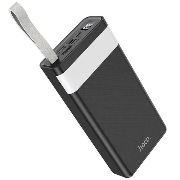 Повербанк 30000 mAh Hoco J73 Powerful 2xUSB Lightning, micro-USB, Type-C 5V/2A з LED Дисплеєм та ліхтариком, Чорний