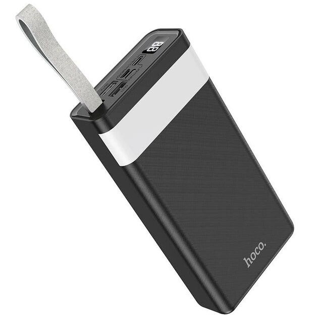 Hoco 30000 mAhJ73 Powerful 2xUSB Lightning, micro-USB, Type-C 5V/2A з LED Дисплеєм та ліхтариком, Чорний