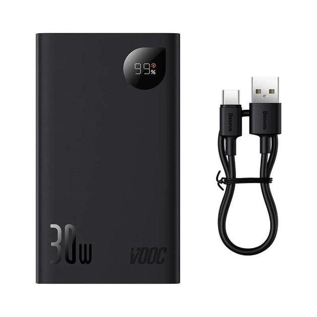 Baseus 20000 mAh 30W 5A Adaman2 Digital Display з технологією QC3.0+PD3.0 2USB+Type-C + Кабель USB to Type-C (PPAD050001) Black