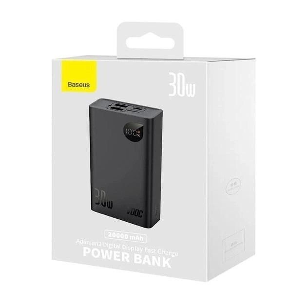 Baseus 20000 mAh 30W 5A Adaman2 Digital Display з технологією QC3.0+PD3.0 2USB+Type-C + Кабель USB to Type-C (PPAD050001) Black