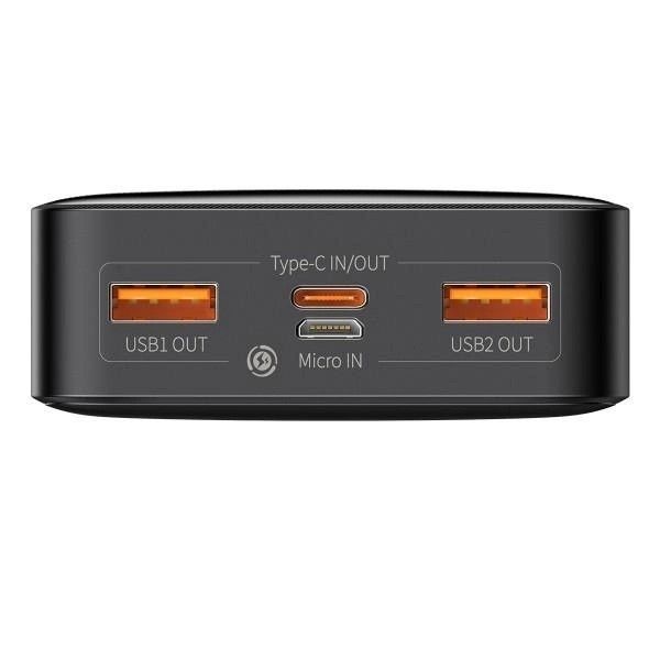 Baseus Bipow 20000 mAh, PD/20W, QC3.0/USB-C, 2*USB-A/3A(max.)(PPDML-M01) black