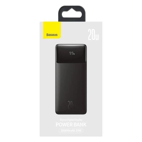 Baseus Bipow 20000 mAh, PD/20W, QC3.0/USB-C, 2*USB-A/3A(max.)(PPDML-M01) black