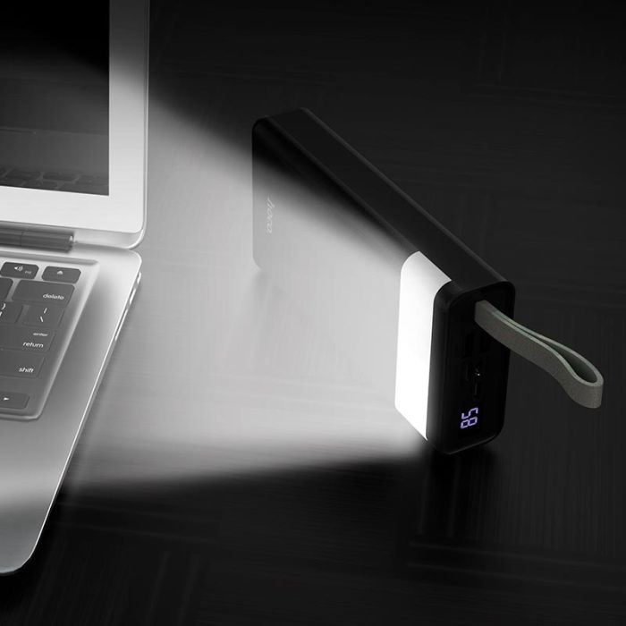 HOCO with LED Display Потужний комп'ютерний світильник 30000mAh J73 |2USB/Type-C/Lightning, 2A| чорна