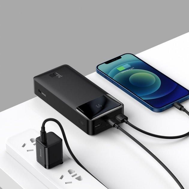 Baseus Bipow PPDML-K01 30000 mAh, 2USB, Type-C, 3A, 15W, QC, чорне