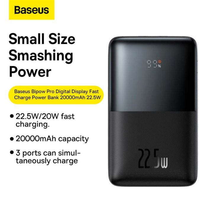Baseus Bіpow Pro Digital Display Fast Charge 20000 mAh | (PPBD030001) чорна