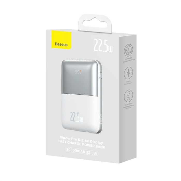 Baseus Bіpow Pro Digital Display Fast Charge 20000 mAh | (PPBD030001) біла