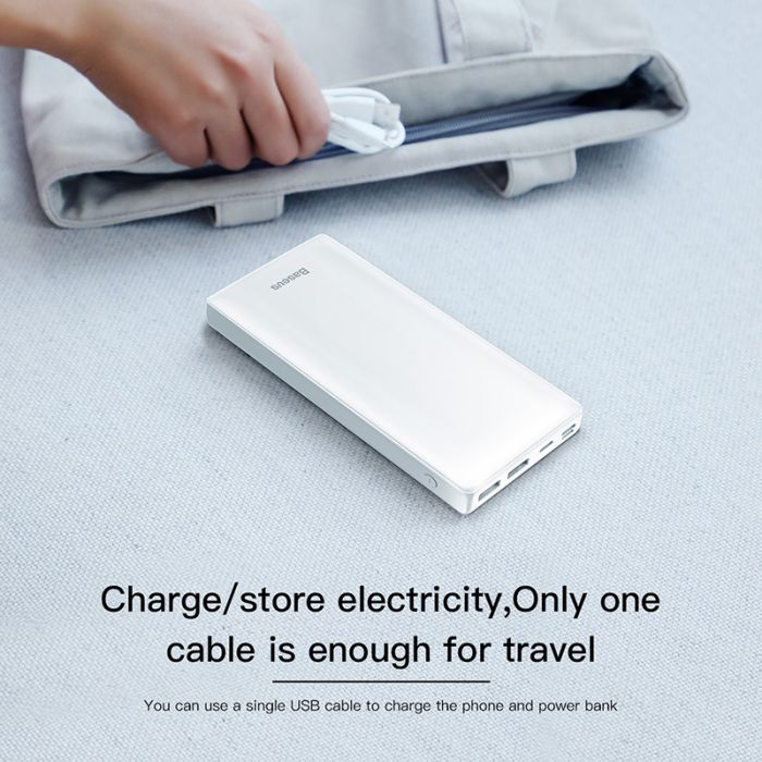 Baseus Mini JA PPJAN-C02 30000 mAh 2USB, QC, 3A, біле