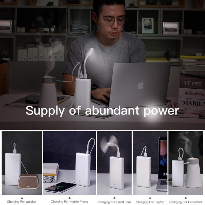 Baseus Mini JA PPJAN-C02 30000 mAh 2USB, QC, 3A, біле