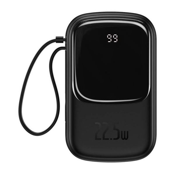 портативне зарядне Power Bank Baseus PPQD-F01 20000mAh 15W 3А, з вбудованим Lightning, чорне