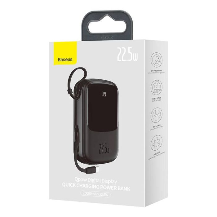 Baseus PPQD-F01 20000 mAh 15W 3А, з вбудованим Lightning, чорне