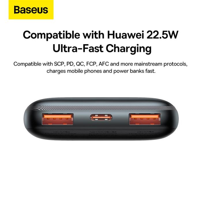Baseus 2USB/Type-C, QC/PD, 22.5W/3A| (PPBD040001) чорна