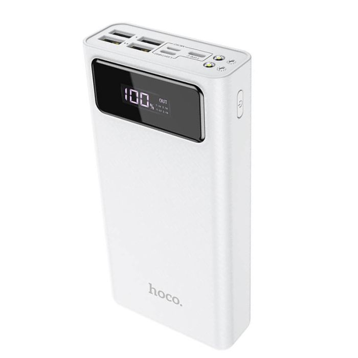 Hoco General LED Display J65 30000 mAh | 4USB / Lightning / Type-C, 2A | біла