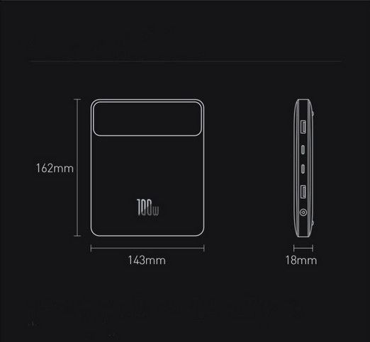 Baseus PPDGL-01 20000 mAh, 100W, 2USB, 2Type-C, чорне
