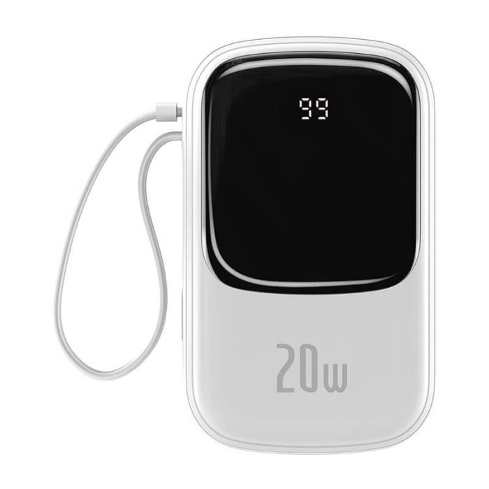 Baseus PPQD-H02 20000 mAh, з вбудованим Lightning, біле