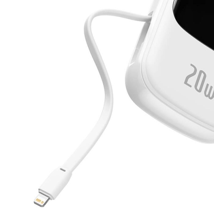 Baseus PPQD-H02 20000 mAh, з вбудованим Lightning, біле