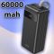 Hoco 60 000 mAh з швидкою зарядкою павер бенк для телефону з ремінцем з ліхтариком 22.5W, Чорний (J8бB)