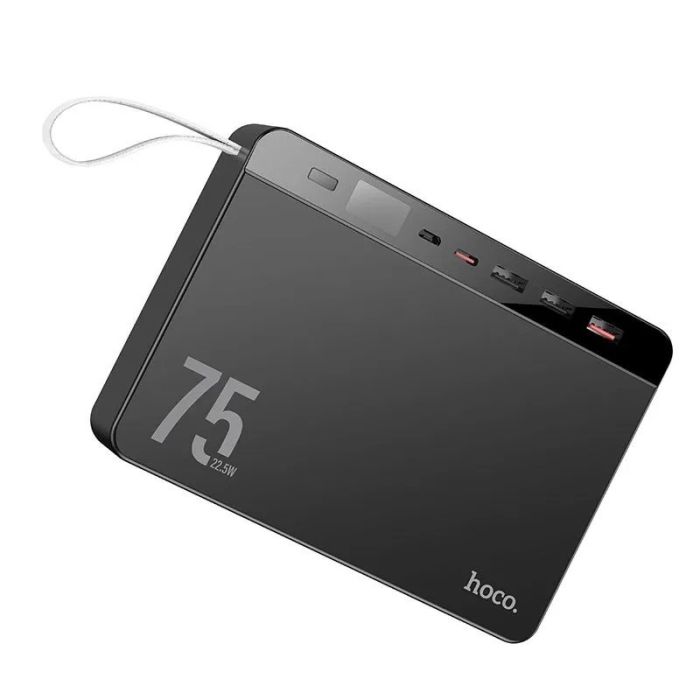 Hoco 75 000 mAh з швидкою зарядкою павер бенк для телефону з ремінцем 22.5W, Чорний (J94)