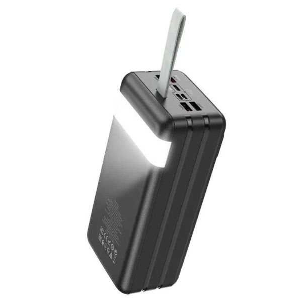 Hoco 60 000 mAh з швидкою зарядкою павер бенк для телефону з ремінцем з ліхтариком 22.5W, Чорний (J8бB)