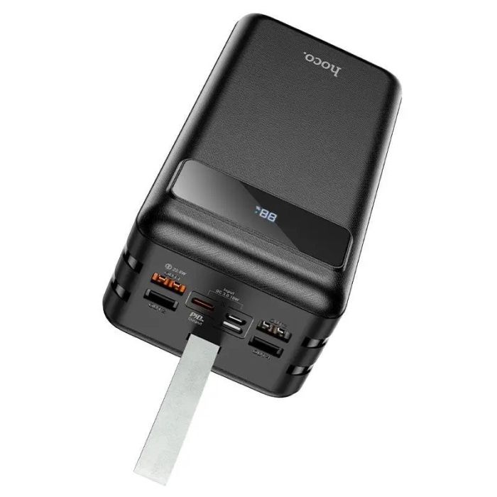 Hoco 60 000 mAh з швидкою зарядкою павер бенк для телефону з ремінцем з ліхтариком 22.5W, Чорний (J8бB)
